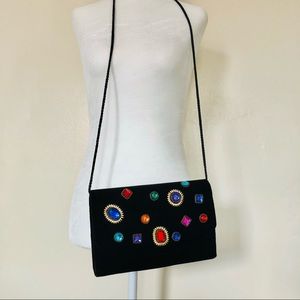 Velvet Jeweled Crossbody Purse